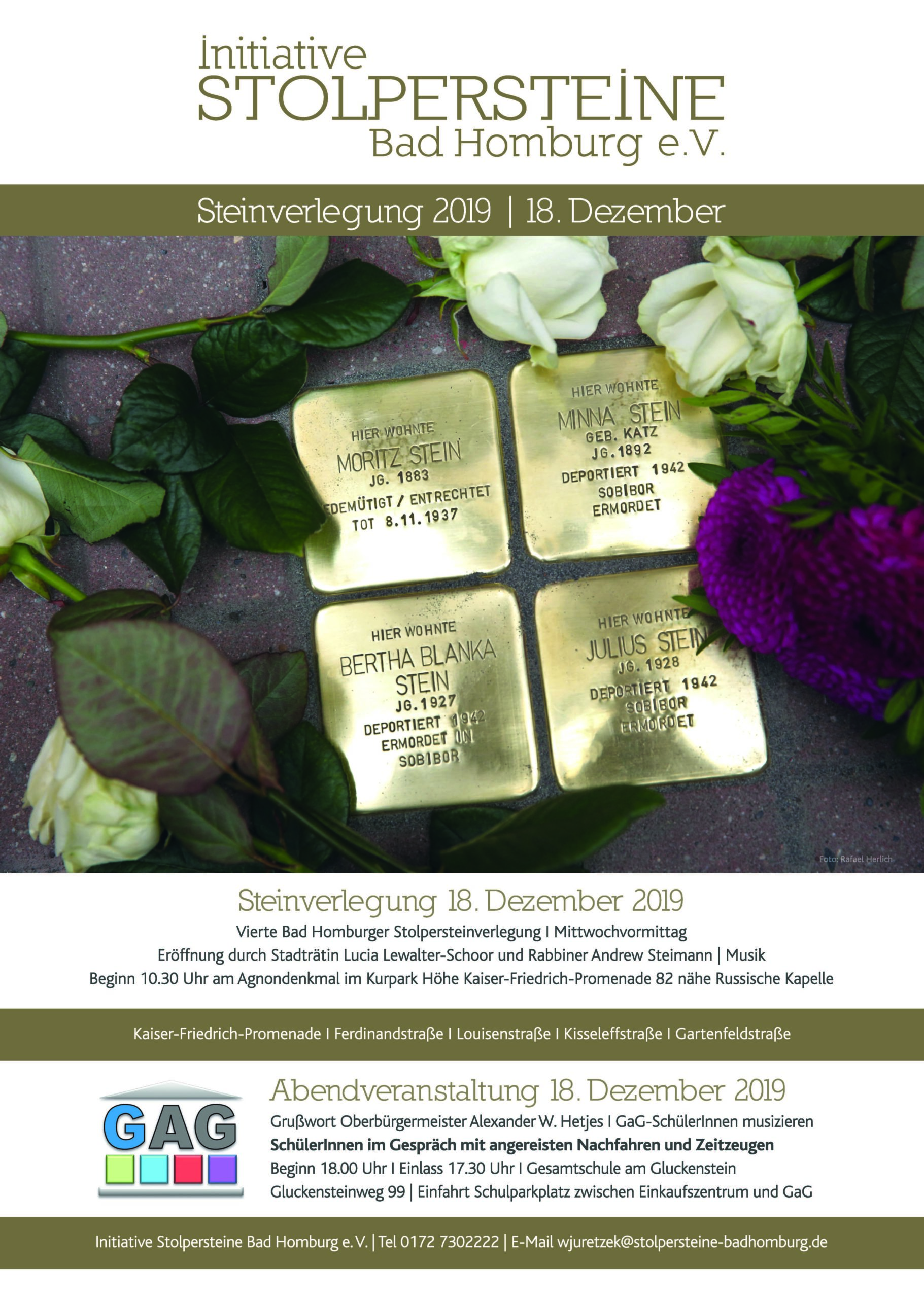 Mehr über den Artikel erfahren Stolpersteinverlegung 2019